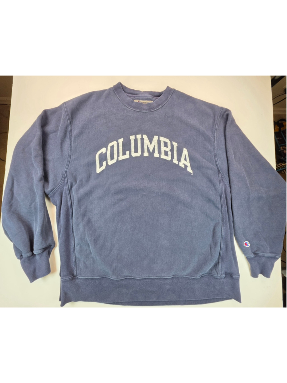 Vintage 90s Champion Reverse Weave Columbia University Sweatshirt L Navy Ivy